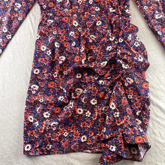 Veronica Beard Luella Dress Floral Silk 8 Ruffle Ruched Long Sleeve Lined - Picture 5 of 13